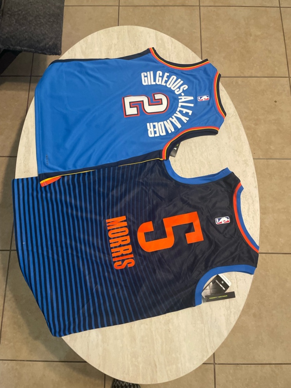 NBA Oklahoma City Thunder Blue and Orange Morris #5 Jersey